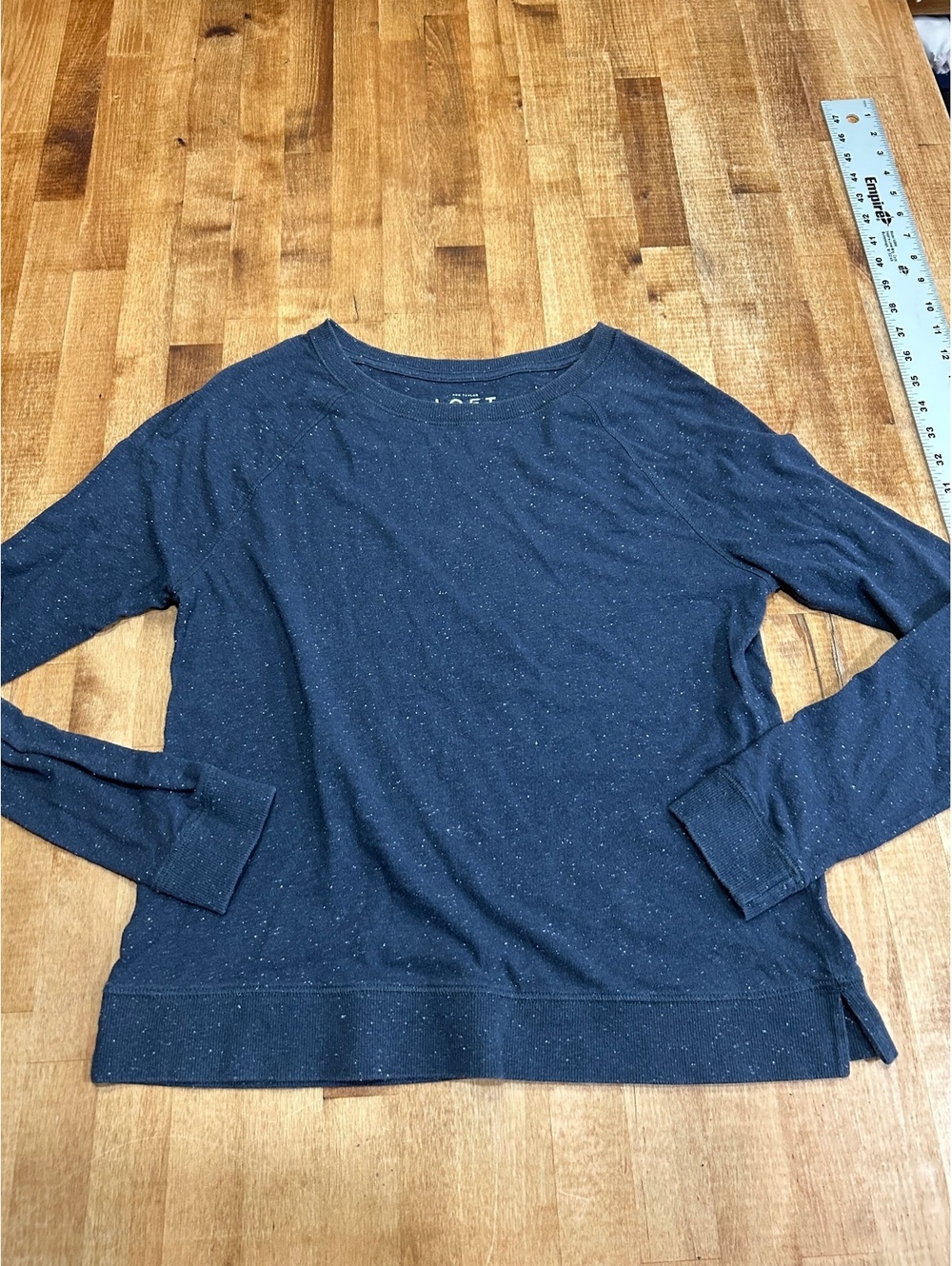 Ann Taylor LOFT Navy Blue Speckled Crew Neck Sweatshirt Medium